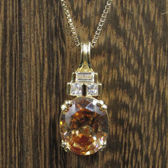 Jewelry - 18" Sterling Vermeil Cubic Zirconia Necklace